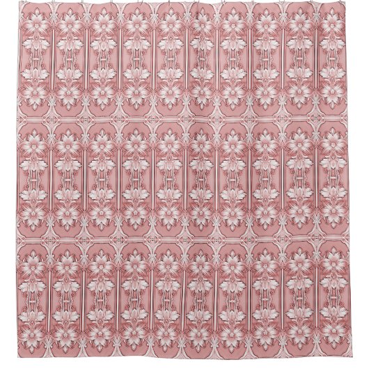 Roze Floral Shower Curtain Douchegordijn (Voorkant)
