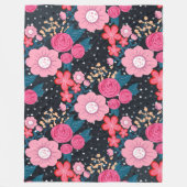  roze Floral Silver Stippen Grijs ontwerp Fleece Deken (Voorkant)