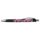  roze Floral Silver Stippen Grijs ontwerp Pen (Bovenkant)