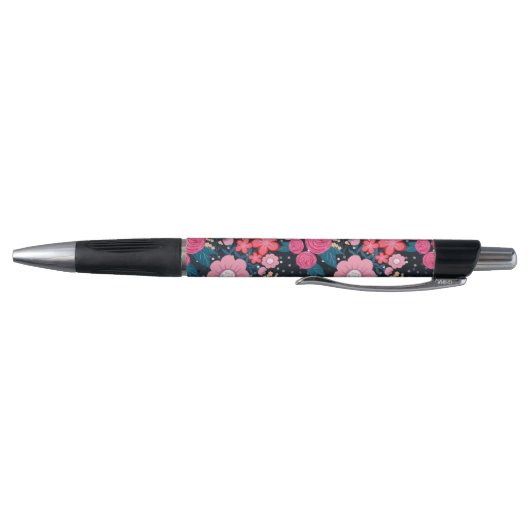  roze Floral Silver Stippen Grijs ontwerp Pen (Bodem)