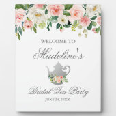 Roze Floral Silver Vrijgezellenfeest Tea Party Wel Fotoplaat (Voorkant)