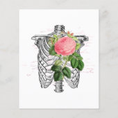 Roze Floral Skeleton Gothic Wedding Invitation Flyer (Achterkant)