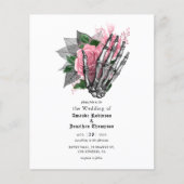 Roze Floral Skeleton Gothic Wedding Invitation Flyer (Voorkant)