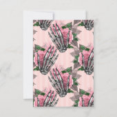 Roze Floral Skeleton Gothic Wedding Invitation RSVP Kaartje (Achterkant)