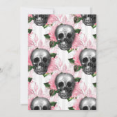 Roze Floral Skull Gothic Couples Shower Kaart (Achterkant)
