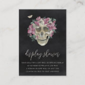 Roze Floral Skull Halloween Display Shower Informatiekaartje (Voorkant)