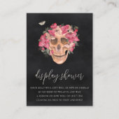Roze Floral Skull Halloween Display Shower Informatiekaartje (Voorkant)