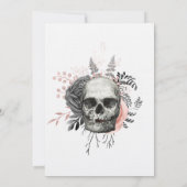 Roze Floral Skull Halloween Gothic Wedding Kaart (Achterkant)