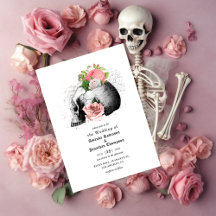Roze Floral Skull Halloween Gothic Wedding