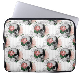 Roze Floral Skull Series Design 2 Laptop Sleeve