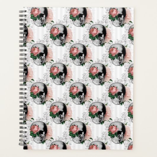 Roze Floral Skull Series Design 2 Planner (Voorkant)