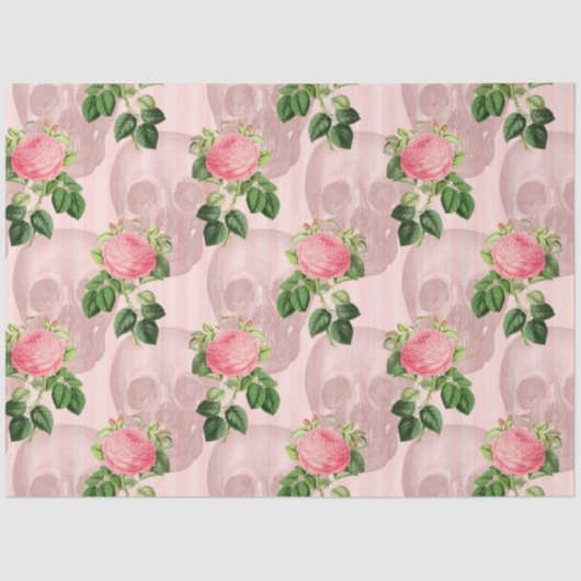 Roze Floral Skull Series Design 9 Tissuepapier (Voorkant)