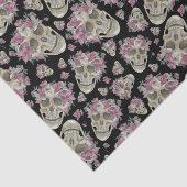 Roze Floral Skulls Moths Halloween Tissuepapier (Detail)