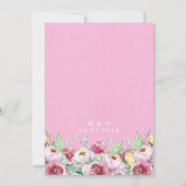 Roze Floral slaat de datum op Kaart (Achterkant)