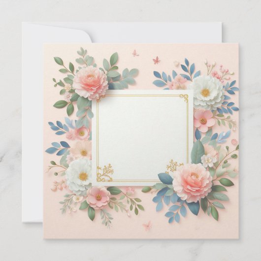 Roze Floral slaat de datum op Kaart (Voorkant)