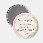 Roze Floral slaat de datum op Magneet (Voorkant / Achterkant)