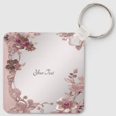 Roze  Floral Sleutelhanger (Achterkant)