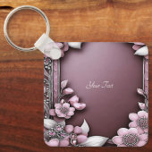 Roze Floral Sleutelhanger (Voorkant)