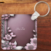 Roze Floral Sleutelhanger (Achterkant)