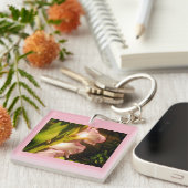 Roze Floral Sleutelhanger (Voorkant Rechts)