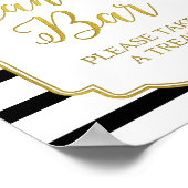 Roze Floral Snoep Bar Gold Black Stripes Poster (Hoek)