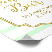 Roze Floral Snoep Bar Gold Mint Stripes Poster (Hoek)