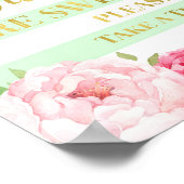 Roze Floral Snoep Bar Gold Mint Stripes Poster (Hoek)