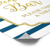 Roze Floral Snoep Bar Gold Navy Blue Stripes Poster (Hoek)