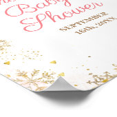 Roze Floral Snowflakes Winter Baby shower Welkom Poster (Hoek)