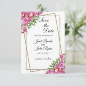Roze Floral - sparen de Datum Save The Date (Staand voorkant)
