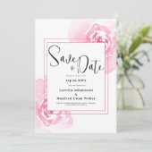 Roze Floral Sparen de datumUitnodiging Kaart (Staand voorkant)