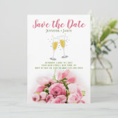 Roze Floral sparen de Sjabloon van het Briefkaart (Staand voorkant)