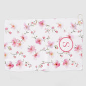 Roze Floral, speciaal aangepast Golfhanddoek (Horizontaal)