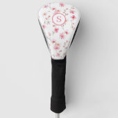 Roze Floral, speciaal aangepast Golfheadcover (Voorkant)