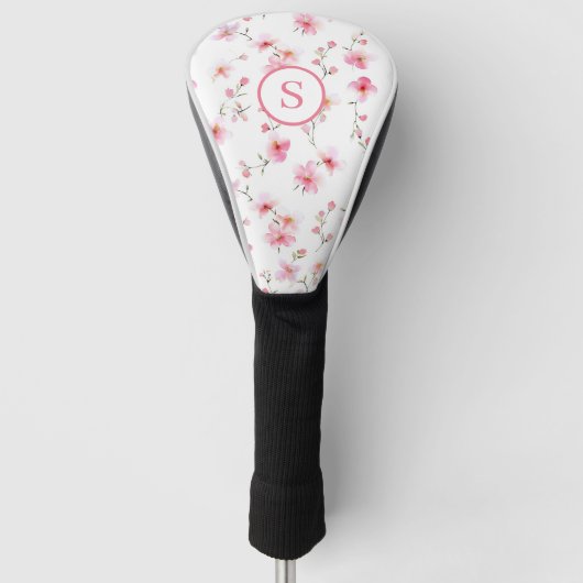 Roze Floral, speciaal aangepast Golfheadcover (Voorkant)
