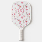 Roze Floral, speciaal aangepast Pickleball Paddle (Achterkant)