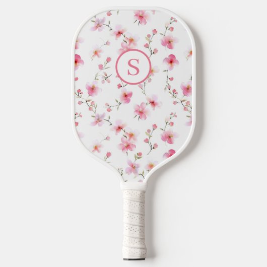 Roze Floral, speciaal aangepast Pickleball Paddle (Voorkant)