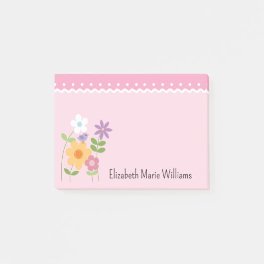 Roze Floral, speciaal aangepast Post-it® Notes (Voorkant)