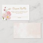 Roze Floral Spring Baby shower Luier Raffle Informatiekaartje (Voorkant / Achterkant)