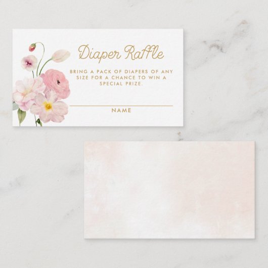 Roze Floral Spring Baby shower Luier Raffle Informatiekaartje (Voorkant / Achterkant)