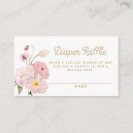 Roze Floral Spring Baby shower Luier Raffle Informatiekaartje