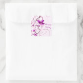Roze Floral Spring Vierkante Sticker (Tas)