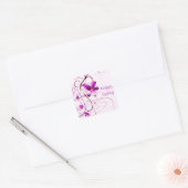 Roze Floral Spring Vierkante Sticker (Envelop)