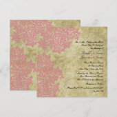 Roze Floral Square Wedding Invitations Kaart (Voorkant / Achterkant)