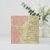 Roze Floral Square Wedding Invitations Kaart (Staand voorkant)