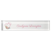 Roze Floral Stethoscoop Arts Naambordje (Voorkant)