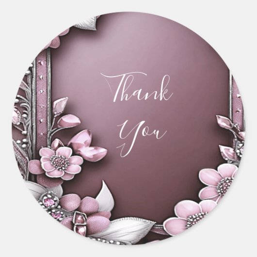 Roze Floral Sticker (Voorkant)