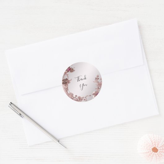 Roze  Floral Sticker (Envelop)