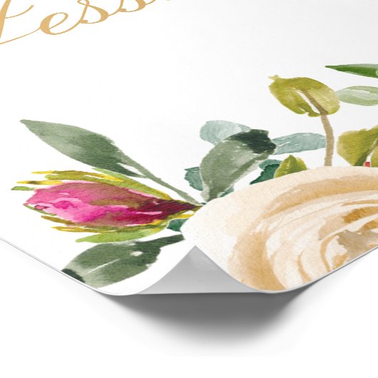 Roze Floral String Lights White Weduwen Welkom Poster (Hoek)