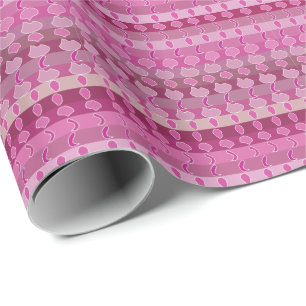 Roze Floral Stripe Cadeaupapier